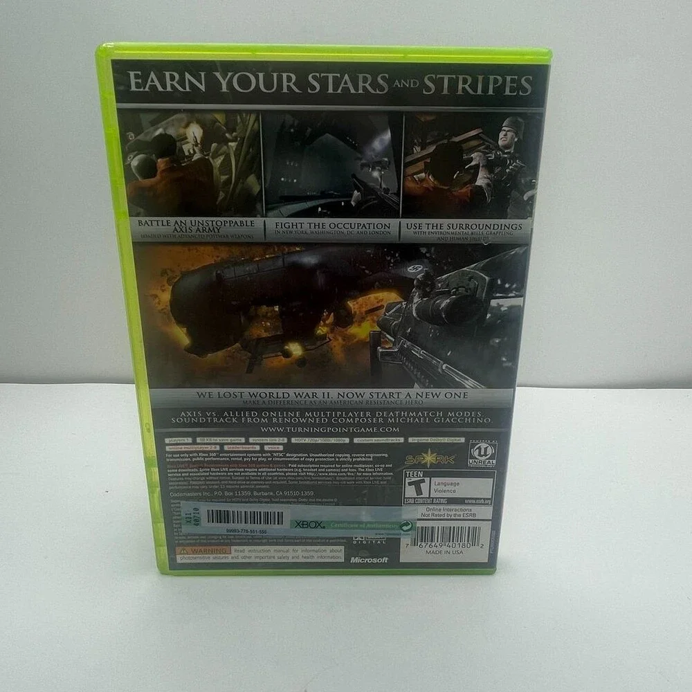Turning Point: Fall Of Liberty X360 (Microsoft Xbox 360, 2008) No Manual